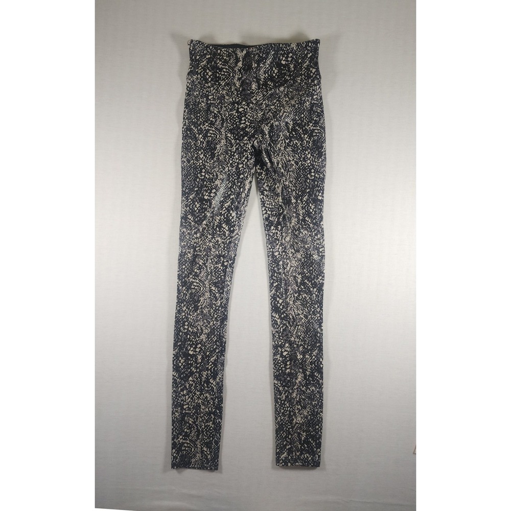 Spanx Faux Leather Leggings XS Snakeskin Print Black White High Waist 20241R